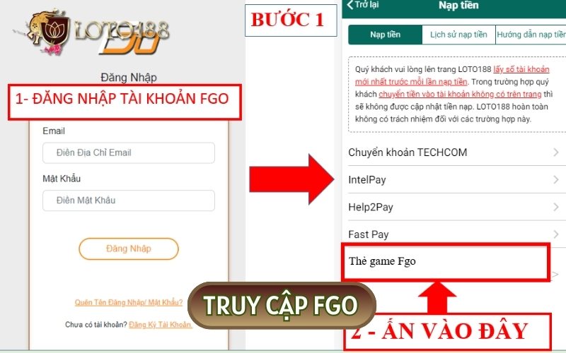 Truy cập vào FGO để tiến hành mua thẻ 